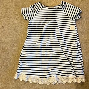 Black and white stripe with lace detail on bottom hem altar’d state dress NWT